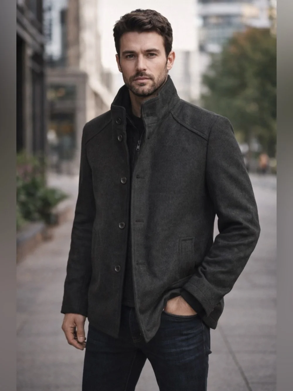 Belldorado German Wool Blend Jacket Removable Puffer Lined Tailored Black Medium